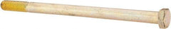 Made in USA - 3/8-16 UNC, 6" Length Under Head Hex Head Cap Screw - Partially Threaded, Grade 8 Alloy Steel, Zinc Yellow Dichromate Finish, 9/16" Hex - USA Tool & Supply