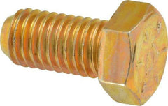 Made in USA - 1/2-13 UNC, 1" Length Under Head Hex Head Cap Screw - Fully Threaded, Grade 8 Alloy Steel, Zinc Yellow Dichromate Finish, 3/4" Hex - USA Tool & Supply