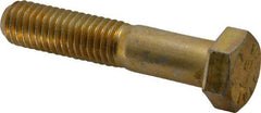 Made in USA - 1/2-13 UNC, 2-1/2" Length Under Head Hex Head Cap Screw - Partially Threaded, Grade 8 Alloy Steel, Zinc Yellow Dichromate Finish, 3/4" Hex - USA Tool & Supply
