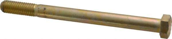 Made in USA - 1/2-13 UNC, 6" Length Under Head Hex Head Cap Screw - Partially Threaded, Grade 8 Alloy Steel, Zinc Yellow Dichromate Finish, 3/4" Hex - USA Tool & Supply