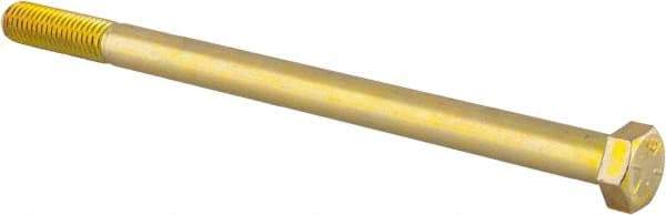 Made in USA - 1/2-13 UNC, 8" Length Under Head Hex Head Cap Screw - Partially Threaded, Grade 8 Alloy Steel, Zinc Yellow Dichromate Finish, 3/4" Hex - USA Tool & Supply