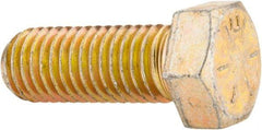 Made in USA - 9/16-12 UNC, 1-1/2" Length Under Head Hex Head Cap Screw - Fully Threaded, Grade 8 Alloy Steel, Zinc Yellow Dichromate Finish, 13/16" Hex - USA Tool & Supply