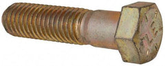 Made in USA - 9/16-12 UNC, 2-1/4" Length Under Head Hex Head Cap Screw - Partially Threaded, Grade 8 Alloy Steel, Zinc Yellow Dichromate Finish, 13/16" Hex - USA Tool & Supply