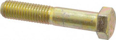 Made in USA - 9/16-12 UNC, 3" Length Under Head Hex Head Cap Screw - Partially Threaded, Grade 8 Alloy Steel, Zinc Yellow Dichromate Finish, 13/16" Hex - USA Tool & Supply