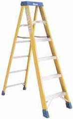 Made in USA - 6 Steps, 12 Ft. High, Type IA Rating, Fiberglass Step Ladder - USA Tool & Supply
