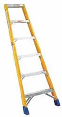 Made in USA - 12 Ft. High, Type IA Rating, Fiberglass Shelf Ladder - USA Tool & Supply
