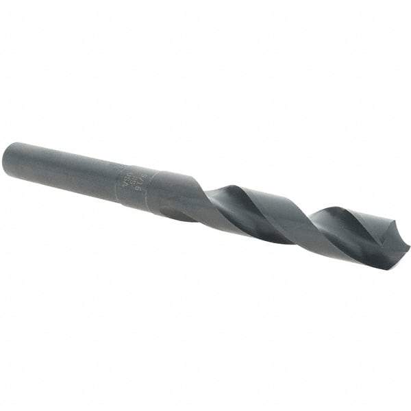 Cle-Line - 9/16" Drill, 118° Point, High Speed Steel Silver Deming & Reduced Shank Drill Bit - Oxide Finish, 6" OAL, Straight Shank, 3-1/8" Flute Length, Right Hand Cut, Standard Point, Spiral Flute, Regular Spiral - USA Tool & Supply