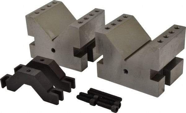 Suburban Tool - 2-1/4" Max Capacity, 90° Angle, Hardened Steel V-Block - 3" Long x 4" Wide x 3" High, Sold as Matched Pair - USA Tool & Supply