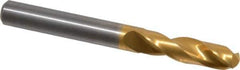 Guhring - 8.39978mm 140° Spiral Flute Solid Carbide Screw Machine Drill Bit - TiN Finish, Right Hand Cut, 37mm Flute Length, 79mm OAL, SU Point, Straight Shank - USA Tool & Supply