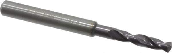 Guhring - #16 140° Spiral Flute Solid Carbide Screw Machine Drill Bit - FIREX Finish, Right Hand Cut, 24mm Flute Length, 66mm OAL, SU Point, Straight Shank - USA Tool & Supply
