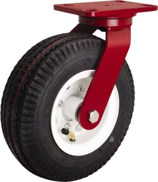 Hamilton - 10" Diam, Rubber Swivel Caster - 480 Lb Capacity, Top Plate Mount, 4-1/2" x 6-1/2" Plate, Tapered Roller Bearing - USA Tool & Supply