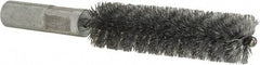 Value Collection - 5/8" Diam Helical Steel Tube Brush - Double Spiral, 0.012" Filament Diam, 2-23/64" Brush Length, 4" OAL, 5/16-18 Female Shank - USA Tool & Supply