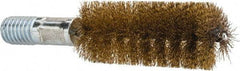 Value Collection - 1" Diam Helical Brass Tube Brush - Double Spiral, 0.012" Filament Diam, 2-23/64" Brush Length, 4" OAL, 1/2-12 Male Shank - USA Tool & Supply