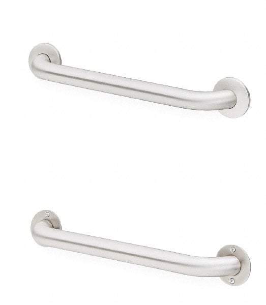 Bradley - Washroom Partition Stainless Steel Grab Bar - 36 Inch Long, Compatible with Shower and Toilet Stalls - USA Tool & Supply