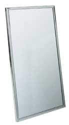 Made in USA - 18 Inch Wide x 36 Inch High, Theft Resistant Rectangular Glass Washroom Mirror - Stainless Steel Frame - USA Tool & Supply