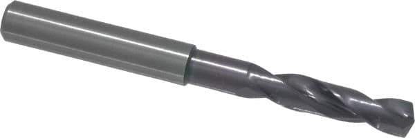 Guhring - 0.2677" 140° Spiral Flute Solid Carbide Screw Machine Drill Bit - FIREX Finish, Right Hand Cut, 34mm Flute Length, 79mm OAL, SU Point, Straight Shank - USA Tool & Supply