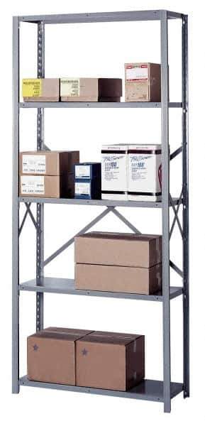 Lyon - 5 Shelf Starter Open Steel Shelving - 600 Lb Capacity, 36" Wide x 84" High x 12" Deep, Gray - USA Tool & Supply