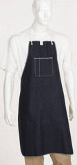 Ansell - 28 x 36" General Purpose Bib Apron - Denim, 14 oz Material, Blue, 1 Pocket, Tie Waist & Neck Strap Closure - USA Tool & Supply