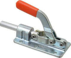 Lapeer - 800 Lb Load Capacity, Flanged Base, Carbon Steel, Standard Straight Line Action Clamp - 6 Mounting Holes, 0.28" Mounting Hole Diam, 1/2" Plunger Diam, Straight Handle - USA Tool & Supply