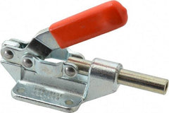 Lapeer - 600 Lb Load Capacity, Flanged Base, Carbon Steel, Standard Straight Line Action Clamp - 4 Mounting Holes, 0.22" Mounting Hole Diam, 7/16" Plunger Diam, Straight Handle - USA Tool & Supply