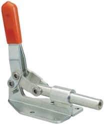 Lapeer - 300 Lb Load Capacity, Flanged Base, Carbon Steel, Standard Straight Line Action Clamp - 4 Mounting Holes, 0.222" Mounting Hole Diam, 1/2" Plunger Diam, Straight Handle - USA Tool & Supply