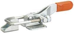 Lapeer - 360 Lb Capacity, Horizontal, U Hook, Flanged Base, Carbon Steel Pull Action Latch Clamp - 1.1" Drawing Movement, 3-5/16" OAL, Straight Handle - USA Tool & Supply