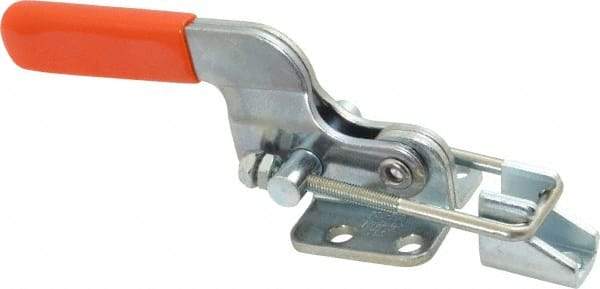 Lapeer - 700 Lb Capacity, Horizontal, U Hook, Flanged Base, Carbon Steel Pull Action Latch Clamp - 1-3/4" Drawing Movement, 5-3/8" OAL, Straight Handle - USA Tool & Supply