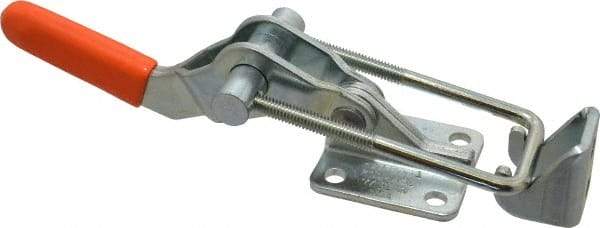 Lapeer - 2,000 Lb Capacity, Horizontal, U Hook, Flanged Base, Carbon Steel Pull Action Latch Clamp - 2-1/2" Drawing Movement, 7-3/8" OAL, Straight Handle - USA Tool & Supply