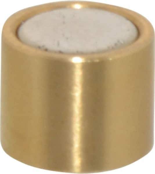 Mag-Mate - 5/16" Diam x 1/4" High, 1 Lb Average Pull Force, 2 Lb Max Pull Force, Neodymium Rare Earth Shielded Magnet - Brass Shield, 0.032" Shielding Wall Thickness - USA Tool & Supply