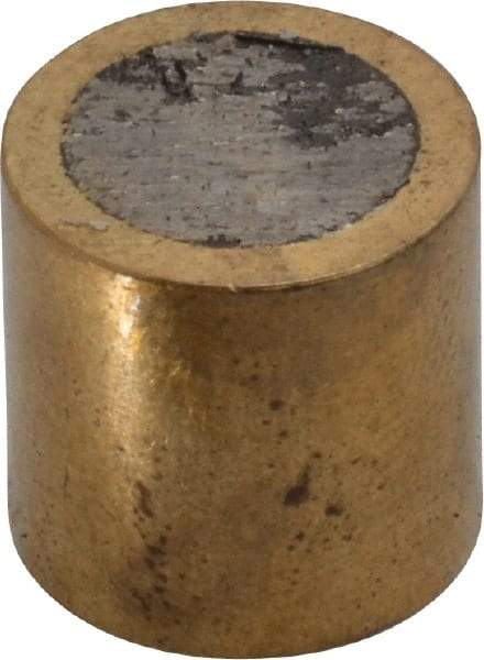 Mag-Mate - 1/2" Diam x 1/2" High, 3-1/2 Lb Average Pull Force, 7 Lb Max Pull Force, Neodymium Rare Earth Shielded Magnet - Brass Shield, 0.062" Shielding Wall Thickness - USA Tool & Supply