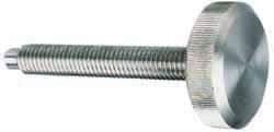Morton Machine Works - M10x1.50 Knurled Shoulderless Dog Point Tip Grade 300 Stainless Steel Thumb Screw - 3-7/16" OAL, 1-1/4" Head Diam x 7/16" Head Height - USA Tool & Supply