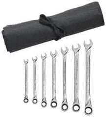 GearWrench - 7 Piece, 3/8" to 3/4", 12 Point Combination Wrench Set - Inch Measurement Standard, Full Polish Finish, Comes in Vinyl Pouch - USA Tool & Supply