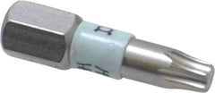 Wera - 1/4" Drive T20 Torx Screwdriver Bit - 1" OAL, Insert Bit - USA Tool & Supply