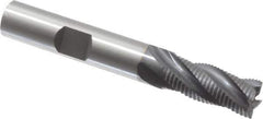 OSG - 3/8" Diam, Fine Pitch, 7/8" LOC, 4 Flute Cobalt Roughing Square End Mill - TiCN Finish, 2-5/8" OAL, 3/8" Shank Diam, Single End, 30° Helix - USA Tool & Supply