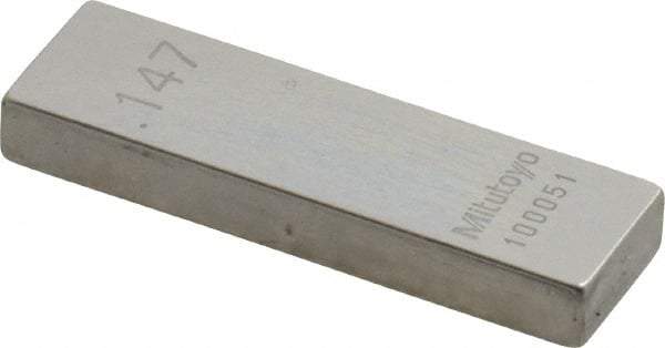 Mitutoyo - 0.147" Rectangular Steel Gage Block - Accuracy Grade AS-1, Includes Certificate of Inspection - USA Tool & Supply