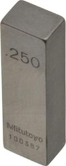 Mitutoyo - 0.25" Rectangular Steel Gage Block - Accuracy Grade AS-1, Includes Certificate of Inspection - USA Tool & Supply