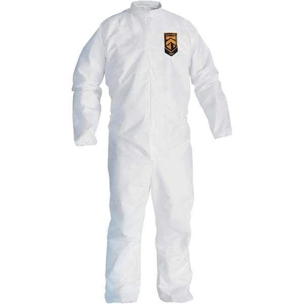 KleenGuard - Size 3XL SMS General Purpose Coveralls - White, Zipper Closure, Open Cuffs, Open Ankles, Serged Seams - USA Tool & Supply