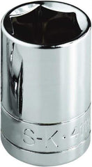 SK - 1-3/16", 1/2" Drive, Standard Hand Socket - 6 Points, Steel, Chrome Finish - USA Tool & Supply