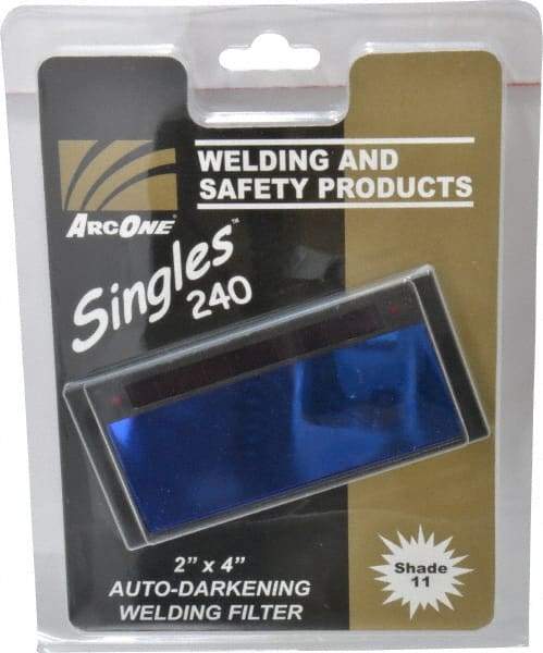 ArcOne - 4-1/4" Wide x 2" High, Lens Shade 11, Auto-Darkening Lens - 0.2" Thick, Green, Horizontal Mount - USA Tool & Supply