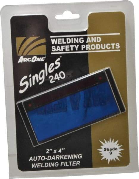 ArcOne - 4-1/4" Wide x 2" High, Lens Shade 9, Auto-Darkening Lens - 0.2" Thick, Green, Horizontal Mount - USA Tool & Supply