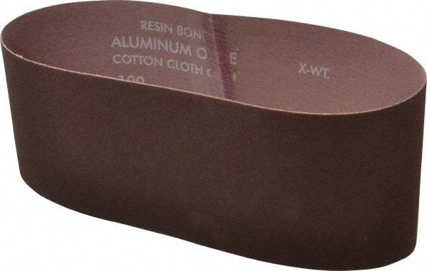 Norton - 4" Wide x 24" OAL, 100 Grit, Aluminum Oxide Abrasive Belt - Aluminum Oxide, Fine, Coated, X Weighted Cloth Backing, Series R228 - USA Tool & Supply