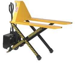 Wesco Industrial Products - 3,000 Lb Capacity, 31" Lift Height, Battery Operated Electric Pallet Lifter - 3-1/3" Lowered Height, 45" Fork Length, 21" Overall Width - USA Tool & Supply