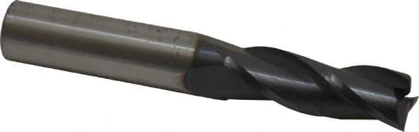 SGS - 23/64", 1" LOC, 3/8" Shank Diam, 2-1/2" OAL, 3 Flute, Solid Carbide Square End Mill - Single End, AlTiN Finish, Spiral Flute, 30° Helix, Centercutting, Right Hand Cut, Right Hand Flute, Series 5 - USA Tool & Supply