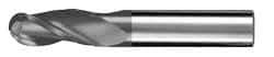 SGS - 27/64" Diam, 1" LOC, 3 Flute Solid Carbide Ball End Mill - AlTiN Finish, Single End, 2-3/4" OAL, 7/16" Shank Diam, Spiral Flute - USA Tool & Supply