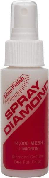 Accu-Finish - 2 oz Diamond Spray Compound - Grade Extra Fine, 14,000 Grit, Clear, Use on Cast Iron & Ceramic - USA Tool & Supply