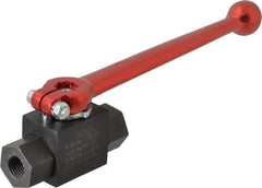 HYDAC - 1/4" Pipe, Carbon Steel Standard Ball Valve - 1 Piece, FNPT x FNPT Ends, Lever Handle, 7,250 WOG - USA Tool & Supply