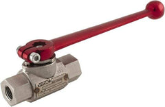 HYDAC - 1/4" Pipe, Stainless Steel Standard Ball Valve - 1 Piece, FNPT x FNPT Ends, Lever Handle, 7,250 WOG - USA Tool & Supply