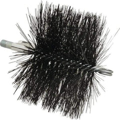 Schaefer Brush - 4-1/2" Brush Length, 6-1/2" Diam, Double Stem, Double Spiral Tube Brush - 7-1/2" Long, Tempered Steel Wire, 1/4" NPT Male Connection - USA Tool & Supply