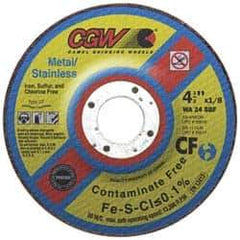Camel Grinding Wheels - 24 Grit, 9" Wheel Diam, 1/8" Wheel Thickness, Type 27 Depressed Center Wheel - Aluminum Oxide, Resinoid Bond, S Hardness, 6,650 Max RPM, Compatible with Angle Grinder - USA Tool & Supply