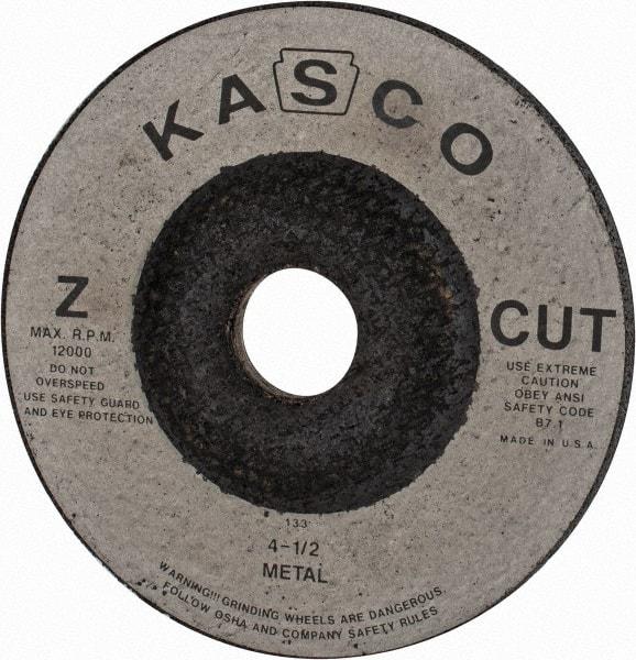 Made in USA - 4-1/2" Wheel Diam, 1/4" Wheel Thickness, 7/8" Arbor Hole, Type 27 Depressed Center Wheel - Zirconia Alumina, 12,000 Max RPM, Compatible with Angle Grinder - USA Tool & Supply